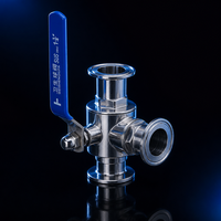 Vanne à boisseau sphérique sanitaire SS304 316L à 3 voies, raccord Tri-Clamp à port en T/L, pleine passée, pour l'industrie agroalimentaire et laitière, 1/2"-4"