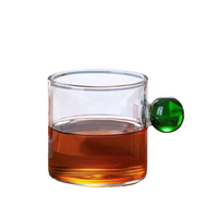 Groothandelsproducten 4oz glaswerk milieuvriendelijk herbruikbaar klein hoog borosilicaat glazen thee-koffiekopje met gekleurde bolvormige handgreep