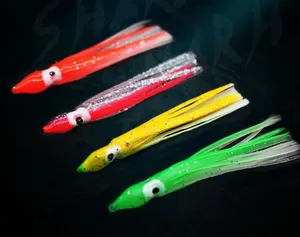 Leuchtende 5 cm bis 12 cm Tintenfisch-Rücken weiche Köder Fischen Nachtangeln Köder Kautschuk Lumo Tintenfisch-Roch Angeln Köder