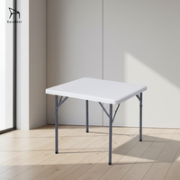 Table pliante carrée moderne EaseNeat en plastique, empilable, imperméable, pour l'extérieur, idéale pour les fêtes et les mariages