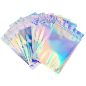 Packaging Holographic Mylar Zip Lock Bags Aluminum Smell Proof Plastic Customize 3.5g Food Stand Up Pouch Heat Seal LDPE Color