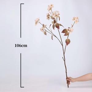 Fleurs artificielles de camélia d'automne style Wabi-sabi, branche de fleur d'automne, plante artificielle pour décoration intérieure, bonsaï, directement de l'usine - Product Image 5