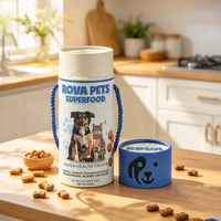 Tube cylindrique en papier biodégradable personnalisé avec logo imprimé et corde de transport pour friandises et aliments pour animaux de compagnie (chiens, chats) – Vente en gros pour magasins et détaillants