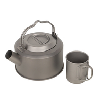 Bouilloire en titane 1200 ml à ébullition rapide pour café et thé, design empilable, tasse de 8,8 oz, pour le camping