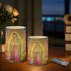 Juego de 3 Velas LED sin Llama con Control Remoto, Diseño Religioso Mexicano de <span class=keywords><strong>Nuestra</strong></span> <span class=keywords><strong>Señora</strong></span> de Guadalupe, para Iglesia, Oración, Altar, Decoración <span class=keywords><strong>del</strong></span> Hogar - Product Image 3