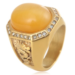 Yunnique – bague ovale en or pour hommes, avec pierre ovale, sertie de pavé, motif animal Dragon, style géométrique, bijoux à la mode, cadeau - Product Image 4