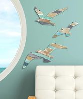 Décoration murale en bois Shaka, thème côtier, art mural nautique, oiseaux marins, maison de bord de mer, ornements vintage océaniques