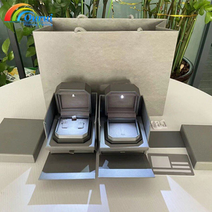 Factory Direct Brand Jewelry <b>Box</b> For Women Luxury <b>Gift</b> Packaging Pendant Bracelet <b>Earring</b> Ring <b>Box</b> Full Set With LED Lights - Product Image 4