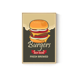 Cartel comercial de hamburguesa, pintura de comida, <span class=keywords><strong>Pizza</strong></span>, pollo frito, restaurante occidental, decoración de fondo de pared, núcleo de pintura - Product Image 4