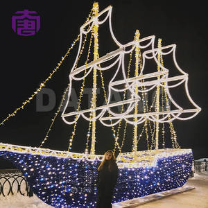 Illuminated 3d Sailboat <b>Christmas</b> Display <b>Lights</b> For City Squares Seaside Resorts And Outdoor Holiday Landmark Installations - Product Image 6