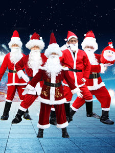 Costume de Cosplay de Père Noël pour <span class=keywords><strong>Homme</strong></span>, Déguisement Père Noël, Tenue de Nouvel An, Costume de Noël en Velours pour Adulte - Product Image 1