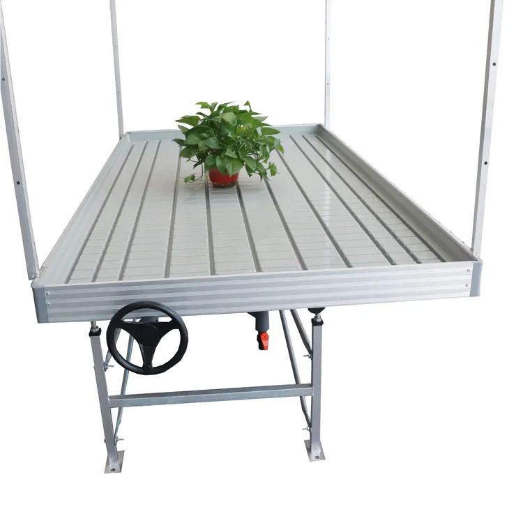 Easy assemble plastic ABC rolling seed tray and ebb and flow hydroponic rolling benches for sale