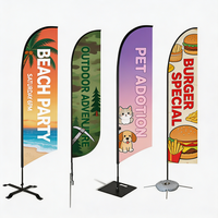 Drapeaux plume promotionnels personnalisés pour l'extérieur, bannières publicitaires économiques, impression par sublimation, logo imprimé, drapeaux de plage résistants au vent