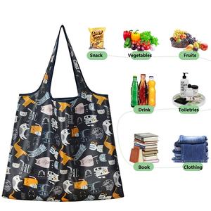 Bolsa de supermercado plegable de gran capacidad para supermercado, bolsa de compras de poliéster plegable reutilizable personalizada con bolsa - Product Image 3