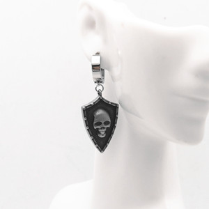 Pendientes colgantes con forma de calavera y escudo de Yunnique, diseño geométrico de acero de titanio, joyería de moda estilo punk - Product Image 4
