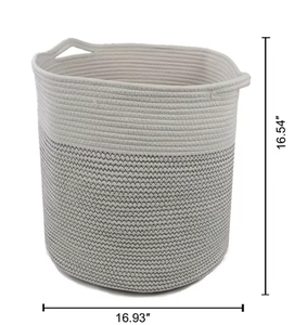 Rope Storage Basket Collapsible <strong>White</strong> Folding Weave <strong>Laundry</strong> <strong>Hamper</strong> - Product Image 5