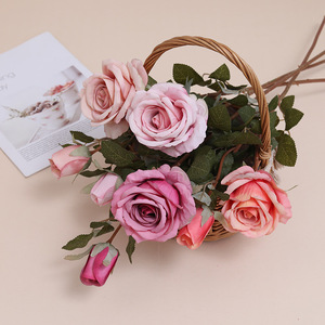 Centre de table de mariage en soie faite à la main, style naturel, décoration intérieure douce, art floral, roses artificielles à bords frisés Anna Rose - Product Image 2