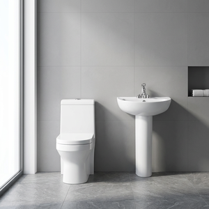 Hot Sale One Piece Porcelain Toilet Pedestal Wash Basin Combo for Bathroom Outdoor Kitchen Bedroom-Quality Ceramic Sanitary Ware - Product Image 4