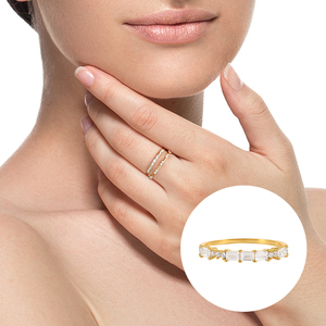 ROXI Vente chaude Bague plaquée or 18 carats en gros avec zircon cubique carré pour femme - Product Image 2