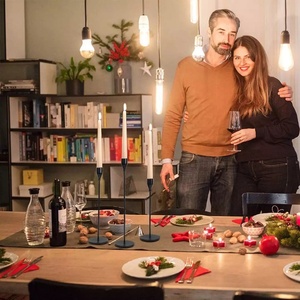 Candelabros de metal negro Boda Bar Fiesta Sala de estar Mesa Candelabro titular - Product Image 6