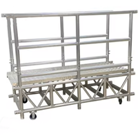 Système d'éclairage de scène et de présentation robuste en alliage d'aluminium argenté avec roues mobiles 2000x1500x810mm