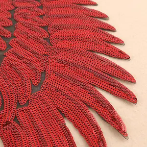 1Pair Gold Silver Rainbow Sequin Feather Angel Wings Iron On Embroidery Patches High Quality Large Patches