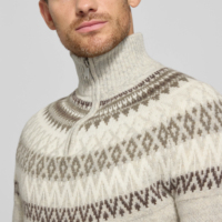 Pull jacquard tricoté en mélange de laine chaud pour homme, col montant demi-zip, idéal pour l'automne et l'hiver, les activités de plein air et les voyages – Fabrication sur mesure par un fabricant de tricots