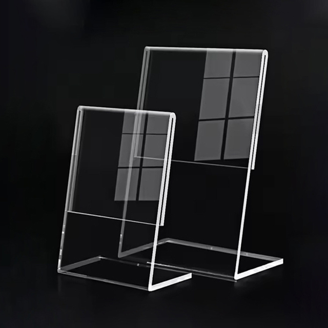 Custom Table Stand L-Shaped Acrylic Detachable for Menu Price List Sign Holder for Restaurant Qr Code Advertising Desk Display