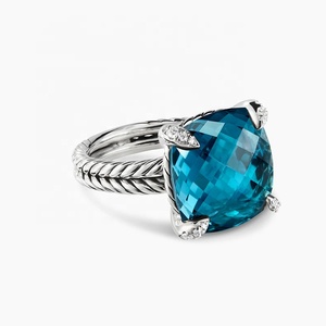 Joyería fina de alta calidad de lujo precioso deslumbrante <span class=keywords><strong>Chatelaine</strong></span> 925 plata esterlina 11mm 8A anillo de Zirconia para mujer - Product Image 1