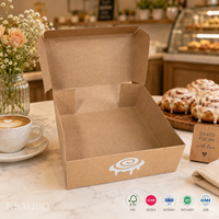 Boîte à pâtisserie en papier kraft avec logo personnalisé, avec collage à 4 points, configuration automatique pour l'emballage de gâteaux, beignets, pâtisseries, vente en gros