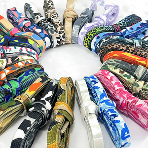 AJ1DUNK chaussures décontractées avec lacets de camouflage imprimé léopard 8mm polyester plat extérieur dentelle cordes une paire de chaussures de planche - Product Image 3