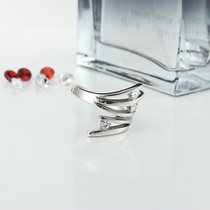 yunnique Geometric <b>Titanium</b> Steel <b>Ring</b> Silver White Stone Prong Setting Unisex Birthday Gift - Product Image 4