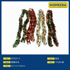 Noël PET Tinsel Stripped 11cm X 200cm Or Rouge Argent Vert Rose Or Taille Personnalisée 150 Pièces Par Boîte en Sacs pour Usage Domestique - Product Image 1