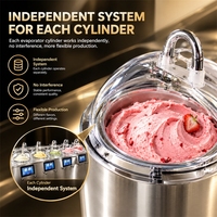 Congélateur vertical 4 cylindres monophasé commercial à vitesse variable, machine à gelato à dessus ouvert avec contrôle de débordement, à vendre