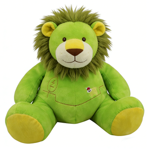 Peluche lion vert personnalisée, peluche lion, peluche lion mignonne, peluche animal de la jungle, jouet lion vert unique - Product Image 1