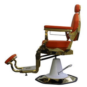 Chaise de salon en cuir synthétique <span class=keywords><strong>orange</strong></span> au design créatif avec or pour salons de coiffure et spas - Product Image 5