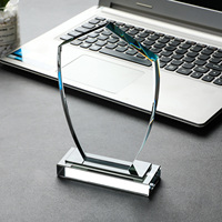 Trophée en verre personnalisé avec logo gravé, texte et motif, plaque imprimée UV sur mesure pour événements sportifs et professionnels