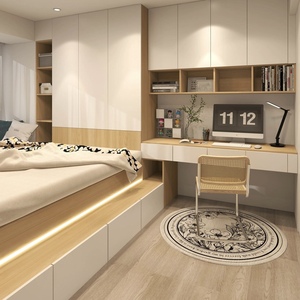 <span class=keywords><strong>Ensemble</strong></span> de chambre moderne et minimaliste tout-en-un avec <span class=keywords><strong>armoire</strong></span> intégrée, <span class=keywords><strong>lit</strong></span> tatami, <span class=keywords><strong>bureau</strong></span> tatami, confortable pour villa - Product Image 4