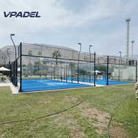 Pista de Pádel Panorámica Completa con Estructura de Alta Seguridad, Vidrio Templado con Certificación CE, Estructura Estable Galvanizada en Caliente, para Interiores y Exteriores