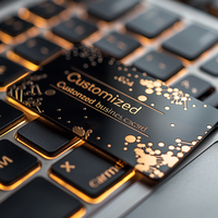 Cartes de visite professionnelles en métal noir et or de haute qualité, 0,8 mm, design personnalisé, carte en aluminium vierge pour gravure au laser