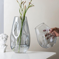 Vase en verre ambré de forme irrégulière de style nordique, récipient hydroponique créatif pour la décoration florale du salon