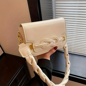 กระเป๋าสะพายไหล่ผู้หญิงทรงสี่เหลี่ยมย้อนยุคใส่โทรศัพท์มือถือสีล้วนทันสมัย - Product Image 6