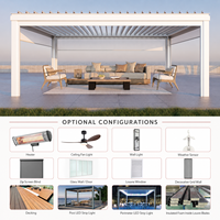 Pergola bioclimatique de luxe Addossata en aluminium motorisée avec portes coulissantes en verre pour extension de maison et balcon