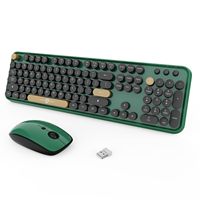 OEM ODM Wireless Keyboard and Mouse Combo Full Size 104 Keys 24 GHz Retro Round Keycap Design USB Receiver Plug and Play for Win