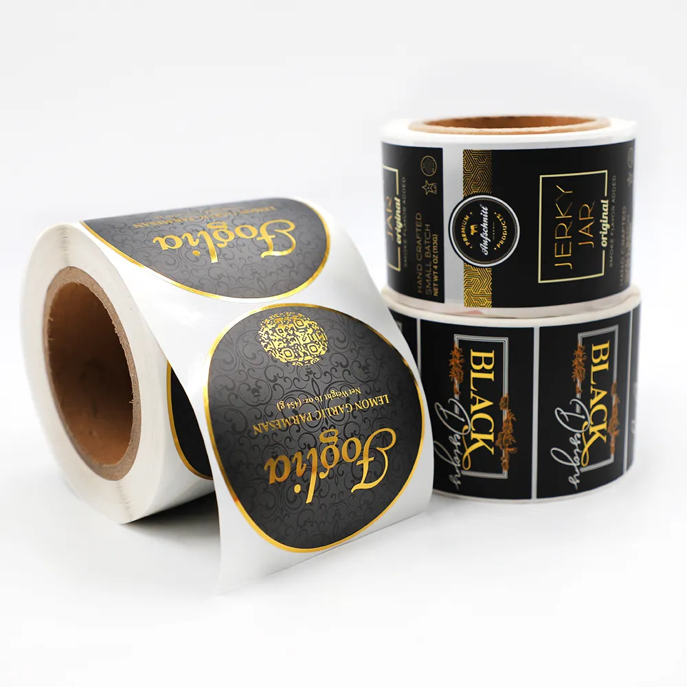 Custom Luxury Bottle Packaging Labels Roll Embossed Gold Foil Waterproof Logo Stickers Custom Cosmetics Label Printing Services