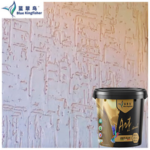 Peinture liquide décorative personnalisée pour bâtiment, revêtement mural en acrylique texturé Graffiato, application par raclage, bleu bleuette - Product Image 5