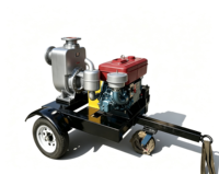 Pompe à eaux usées diesel mobile auto-amorçante de 6 pouces, 180 m³/h, hauteur de refoulement 15 m, 18-20 CV, démarrage électrique, aspiration 6 m pour la lutte contre les inondations