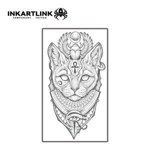 INKARTLINK Adesivi per Tatuaggi Gatto Egizio Bastet Dea Occhio di Horus Ankh Scarabeo Mitologico Erboristico 15 Giorni Body Art Forniture all'Ingrosso - Product Image 3