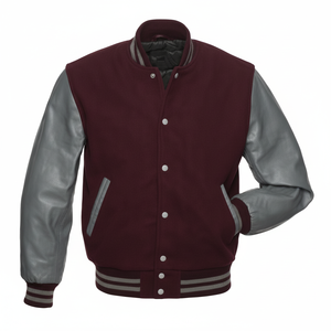Fashion Bomber Varsity <b>Baseball</b> <b>Jacket</b> <b>Men</b> Leather Sleeve Canvas Front Customized Oversize Winter - Product Image 2
