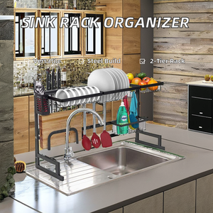 <span class=keywords><strong>Estante</strong></span> de cocina multifuncional de acero inoxidable, <span class=keywords><strong>estante</strong></span> de secado de <span class=keywords><strong>platos</strong></span>, escurridor, organizador de fregadero, gancho de Metal plegable para armarios - Product Image 2